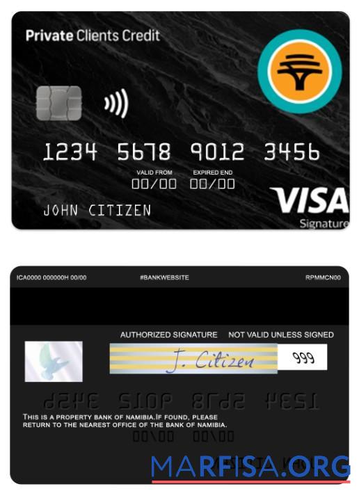 Realistic Namibia First National Bank private clients credit visa signature real example